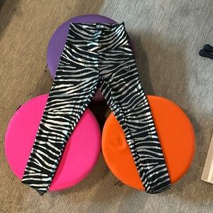 black silver metallic ADIDAS by STELLA MCCARTNEY zebra stripe leggings - small